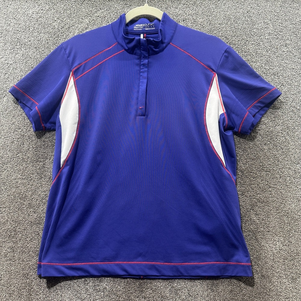 Nike Golf Fit Dry 1/4 Zip Short Sleeve Polo Shirt Women Large Purple Athletic